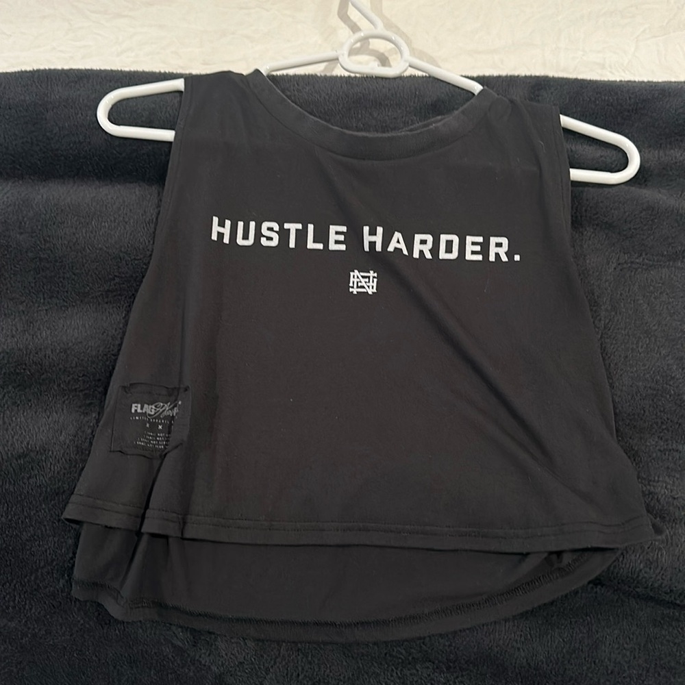 Flag Nor Fail Hustle Harder Crop Muscle Tank